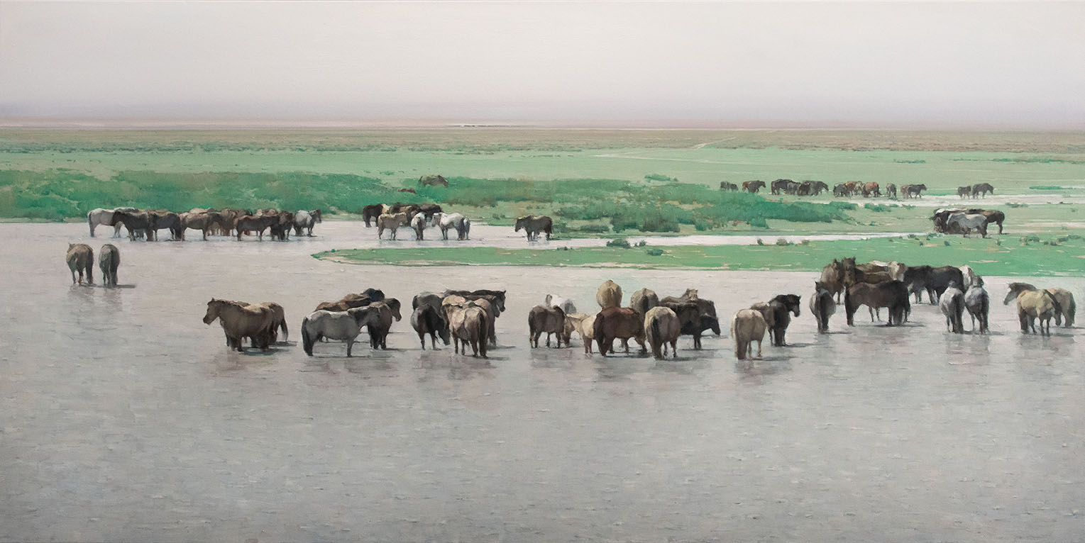 Mittagsgebet, 2025, 100x200 cm, Öl auf Leinwand.jpg